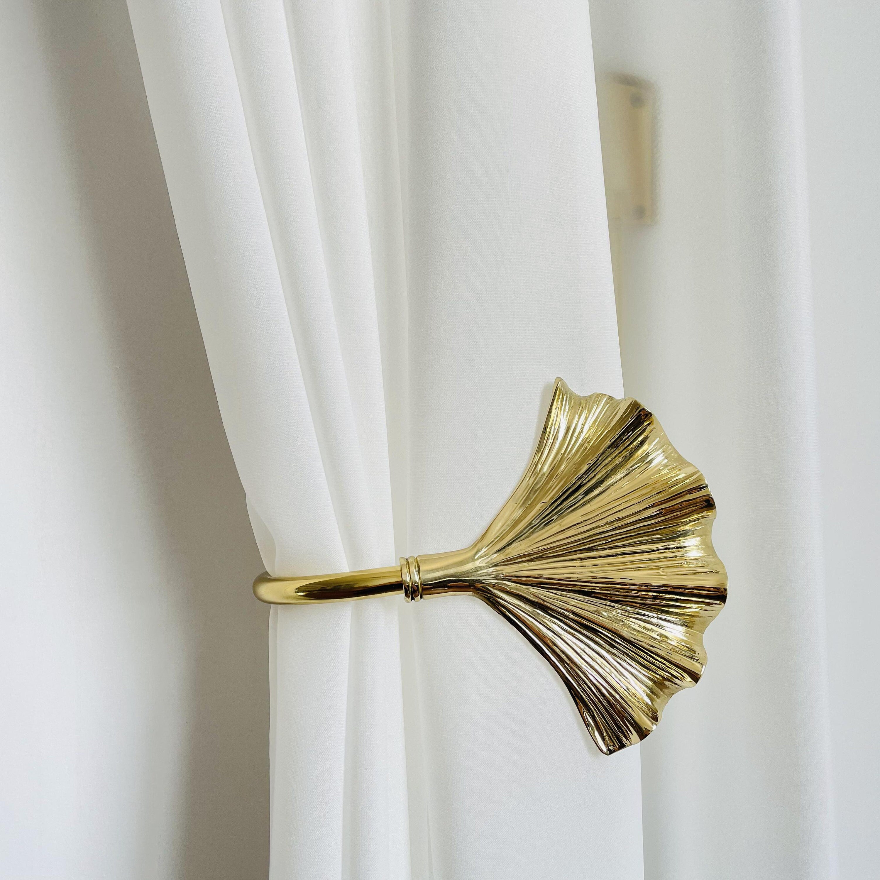 Handmade solid Brass Ginkgo Leaf Curtain Tieback ,Antique gold drapery holdbacks,Lost wax casting,curtain hooks,curtain hardwares,home decor
