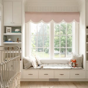 Any Colors, Custom Size Window Valance. Scalloped Valance , Café curtains, window covering, Cornice valance, curtain header