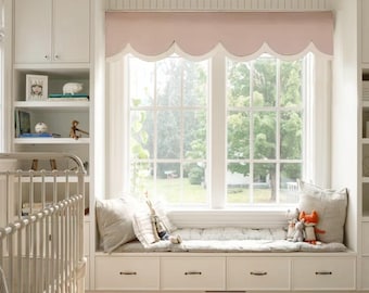 Any Colors, Custom Size Window Valance. Scalloped Valance , Café curtains, window covering, Cornice valance, curtain header