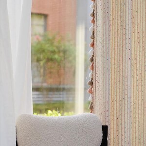 A Pair of Pink texture curtains with Tassel trim,Girls Curtain panel with custom trim,Living Room Bedroom curtains, Custom made,Room divider image 6
