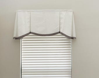 85 Colors,Custom Size Window Valance. Scalloped Pleated Valance , Cafe curtains, window covering, Cornice valance