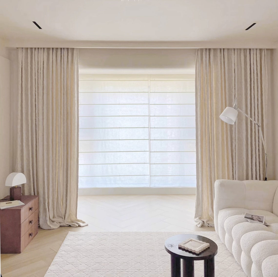 4 Colours A Pair of off White Curtains With Texture, Custom Boho ...