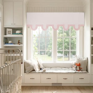 85 Colors,Custom Size Window Valance with track. Custom Valance with border trim,window covering, Box Cornice valance