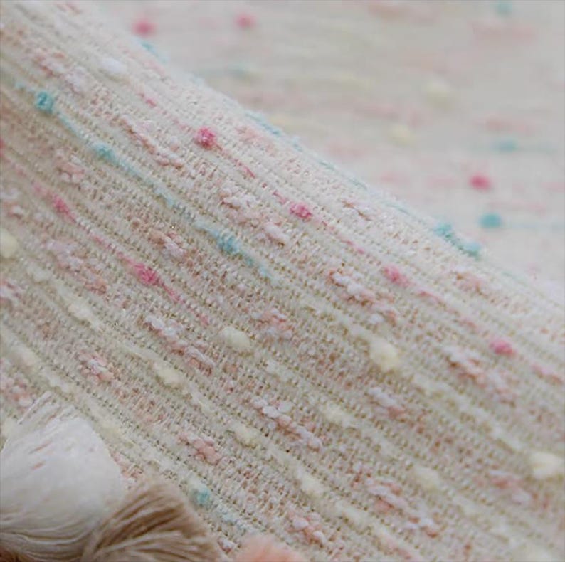 A Pair of Pink texture curtains with Tassel trim,Girls Curtain panel with custom trim,Living Room Bedroom curtains, Custom made,Room divider image 5
