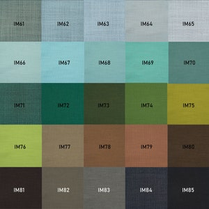 May include: A color chart with 25 different fabric swatches. The swatches are arranged in a 5x5 grid. The swatches are labeled with the numbers IM61 through IM85.