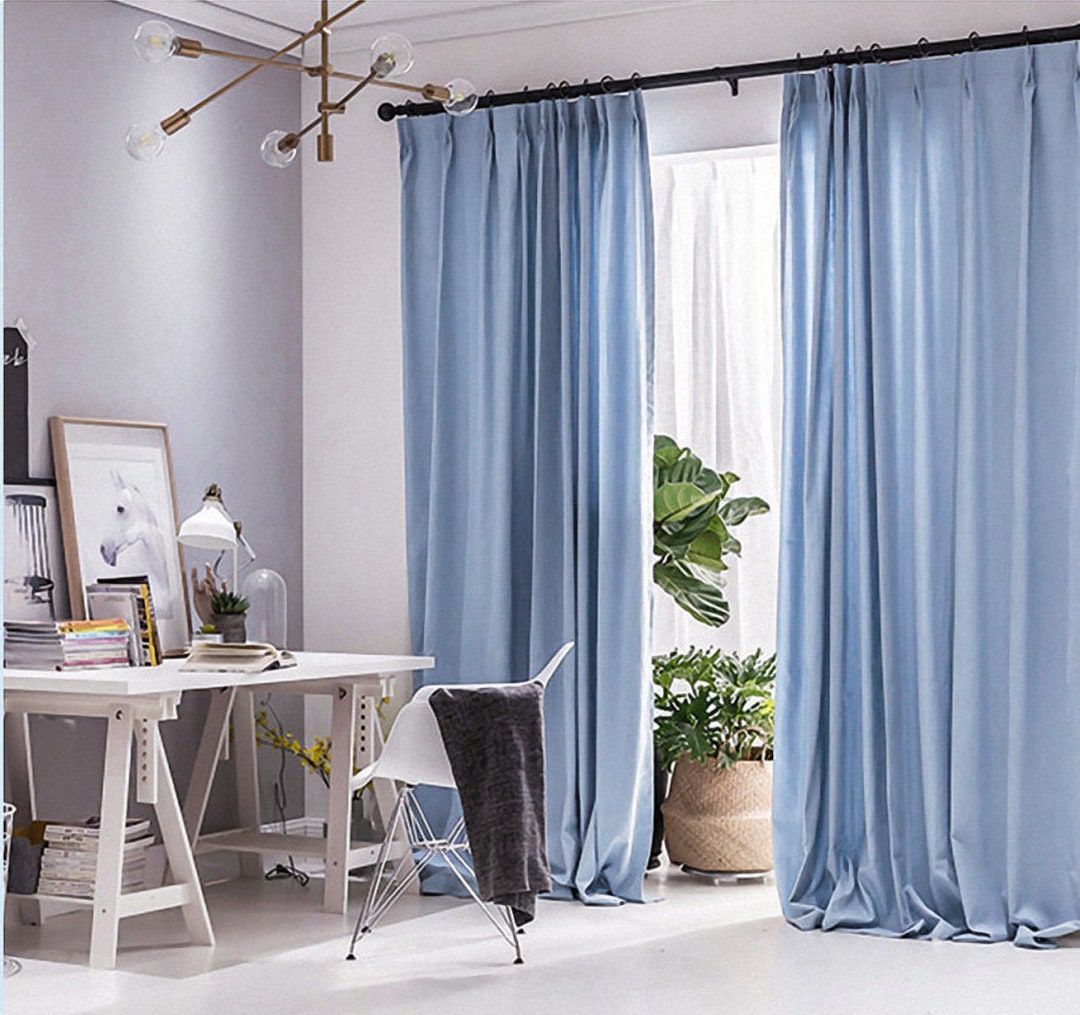 100 Colors, SV8 A Pair of Sky Blue Curtains , Living Room Curtains