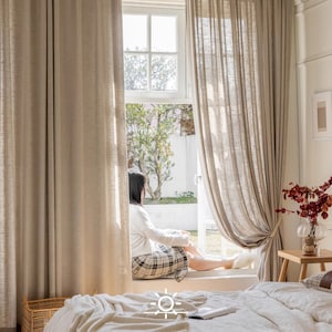 HDP6, A Pair of Natural colour curtains, mid weight Linen blend curtains Living Room curtains, Drapery Panels,Bedroom curtains, Custom made
