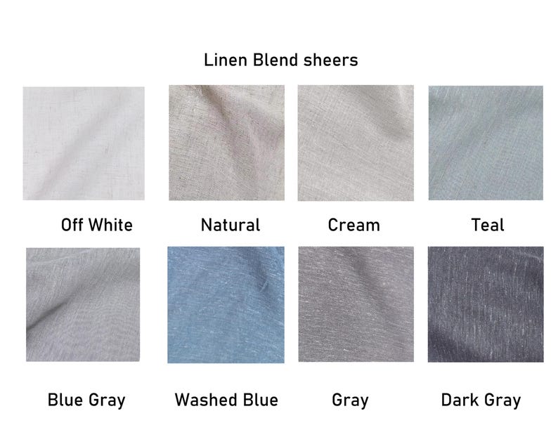 A Pair of Linen/cotton Blend Sheer Curtains with Thin trim ,Living Room curtains,Café Curtains, Privacy curtains, Custom made image 4