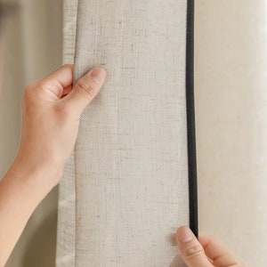 A Pair of Linen/cotton Blend Sheer Curtains with Thin trim ,Living Room curtains,Café Curtains, Privacy curtains, Custom made image 10