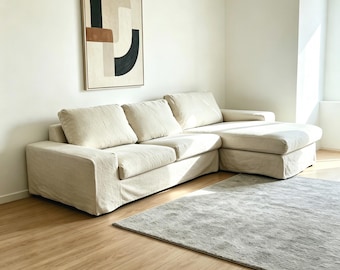 600+ colors, Full custom sectional sofa cover, L shapded sofa cover, Sofa frame & Cushion covers included, Sofa slipcover, Chaise cover