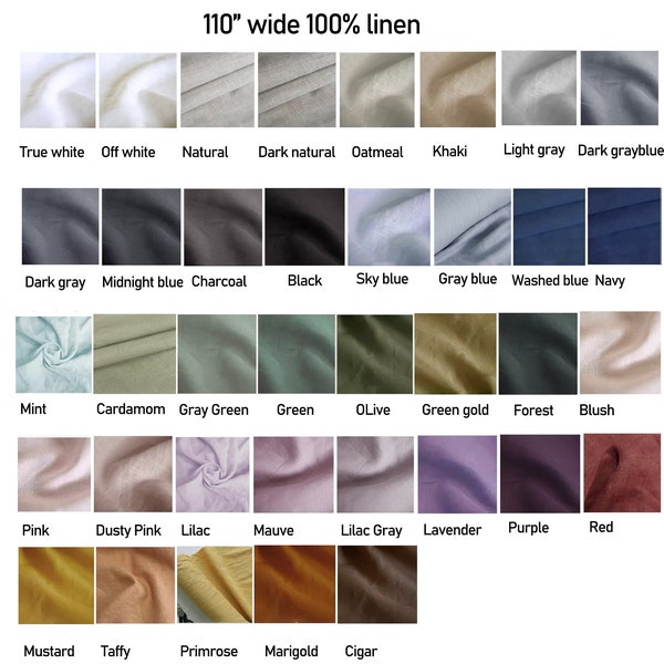 37 colors, 100% linen fabric samples, swatches, fabric by meters,110" wide, fabric for Curtains and upholstery