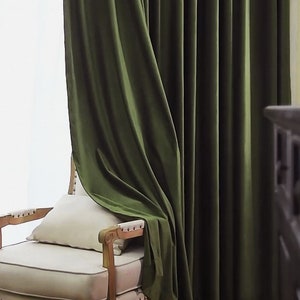 64 colors,GV79 ,A Pair of extra thick Olive Green curtains , Living Room curtains, Velvet Drapery Panels,Bedroom curtains, Custom made