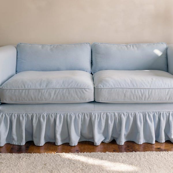 Más de 600 colores, funda de sofá totalmente personalizada con volantes, cojines de respaldo y asiento incluidos, funda de sofá personalizada, funda de cojín de banco