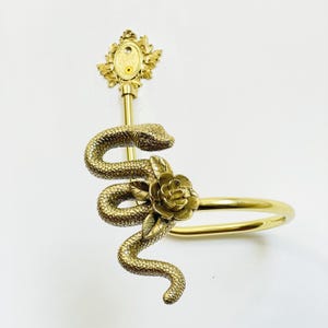 Handmade solid Brass snake and rose Curtain Tieback ,Antique gold drapery holdbacks, curtain hooks, curtain hardwares, home decor