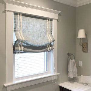 Cortinas romanas personalizadas de 85 colores con mecanismo de cadena, cortinas romanas relajadas, tratamiento de ventanas, persianas romanas con borde, persiana para ventanas