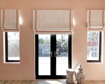 85 Colors Custom Roman Shades With Chain Mechanism, Border Trim Roman Shade, Window treatment, Cotton blend roman blind