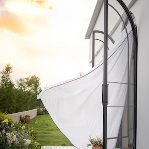 A Pair of Linen/cotton Blend Sheer Curtains with Thin trim ,Living Room curtains,Café Curtains, Privacy curtains, Custom made image 9