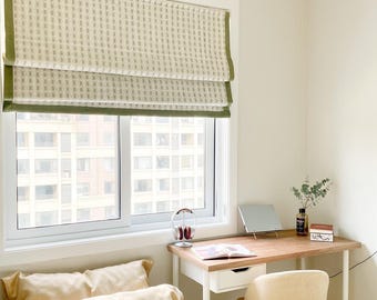 5 Colors Custom Roman Shades With Chain Mechanism,Relaxed Roman Shade, window treatment, Roman Blinds with border trim.window blind