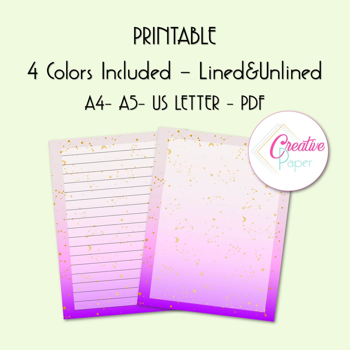 Printable Letter Paper Galaxy Line Sheet Printable Writing | Etsy