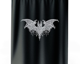 Victorian Bat Pattern Shower Curtain | Gothic Bathroom Decor