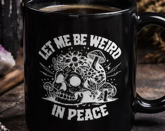 Skull & Mushrooms Goth Mug | Funny Weird Gift