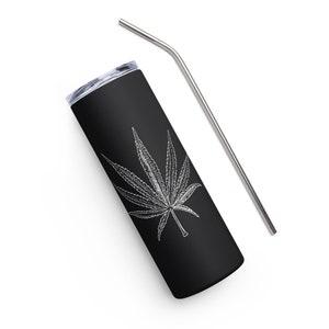 Marijuana Leaf Stainless Steel Tumbler: Cannabis-Inspired Insulated Travel Cup for Hot & Cold Beverages