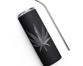 Marijuana Leaf Stainless Steel Tumbler: Cannabis-Inspired Insulated Travel Cup for Hot & Cold Beverages
