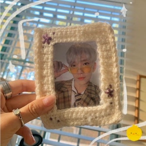 white crochet photocard holder