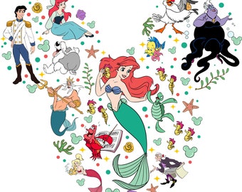 Little Mermaid PNG Clipart Bundle, Ariel Png, Princess PNG, Little Mermaid svg, Little Mermaid Tumbler
