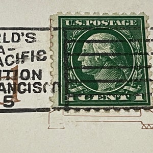 希少な 1915 年グリーン ジョージ ワシントン 1 セント切手 1916 年ワシントン DC ポストカード