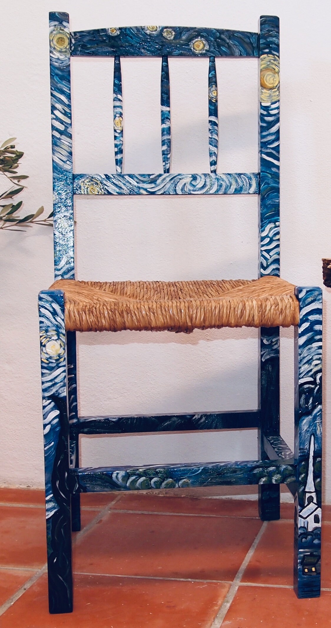 Hand painted starry night chair. Etsy