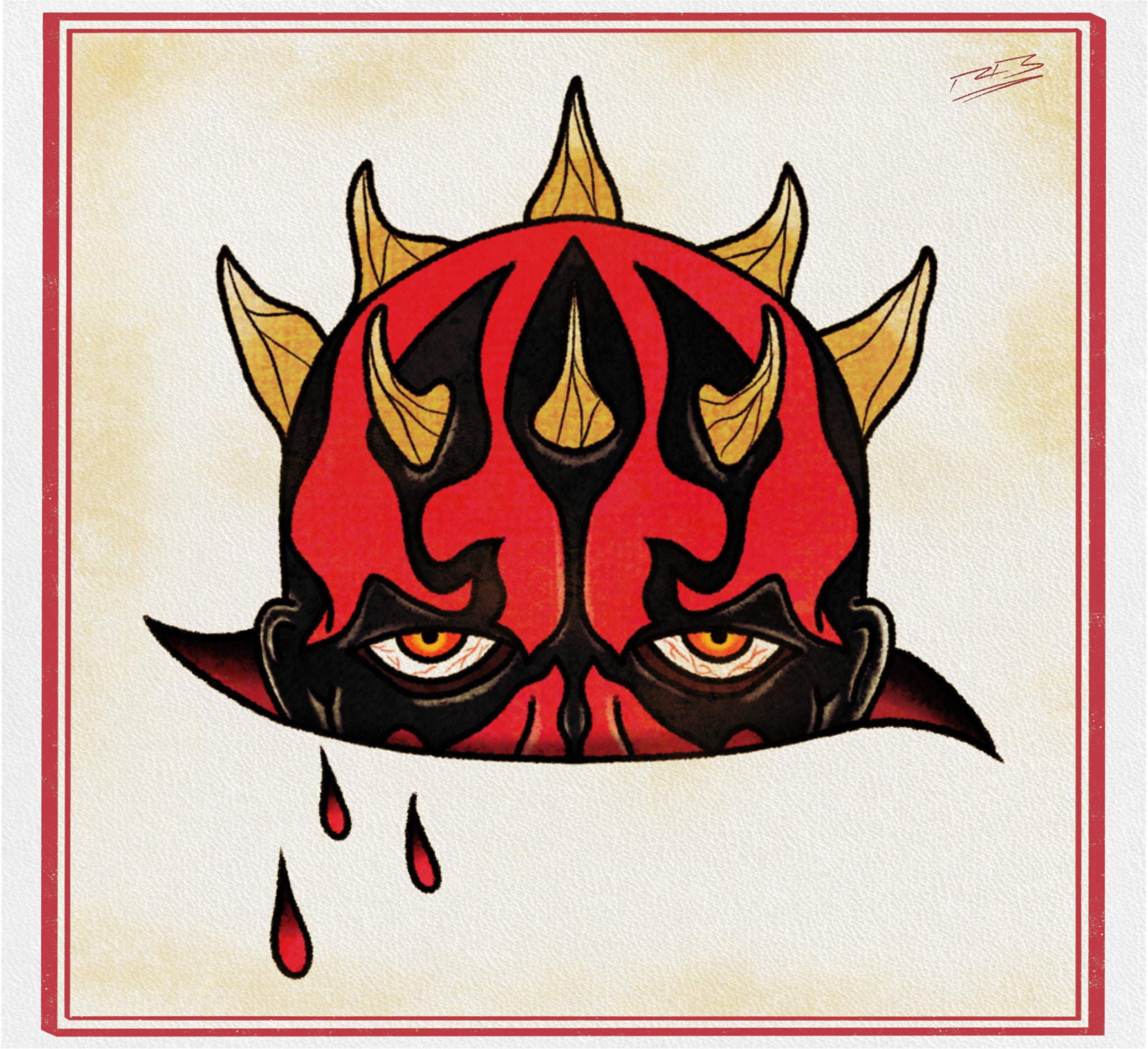 Darth Maul traditional tattoo flash QUALITY GILCÉE PRINT Etsy