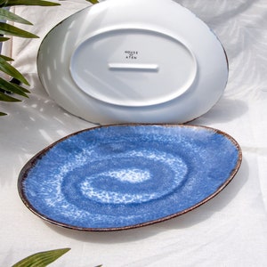 Large Oval Serving Plate Porcelain tableware Dinner Plate Serving Platter Porcelain Hand painted Fruit Plate Serving Plate Blue