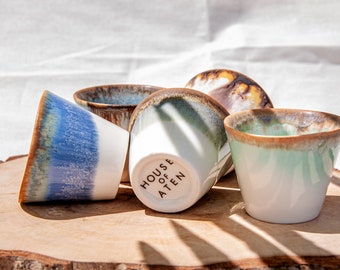 50ml SET OF 4 Ceramic Single Espresso cup|Espresso cups|Porcelain cups handmade|Coffee cup|Porcelain tableware|Small Colorful Cup Set gift