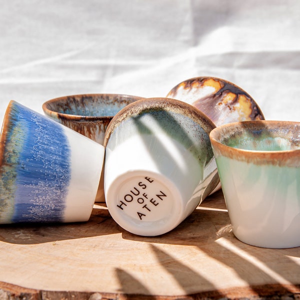 50ml SET OF 4 Ceramic Single Espresso cup|Espresso cups|Porcelain cups handmade|Coffee cup|Porcelain tableware|Small Colorful Cup Set gift