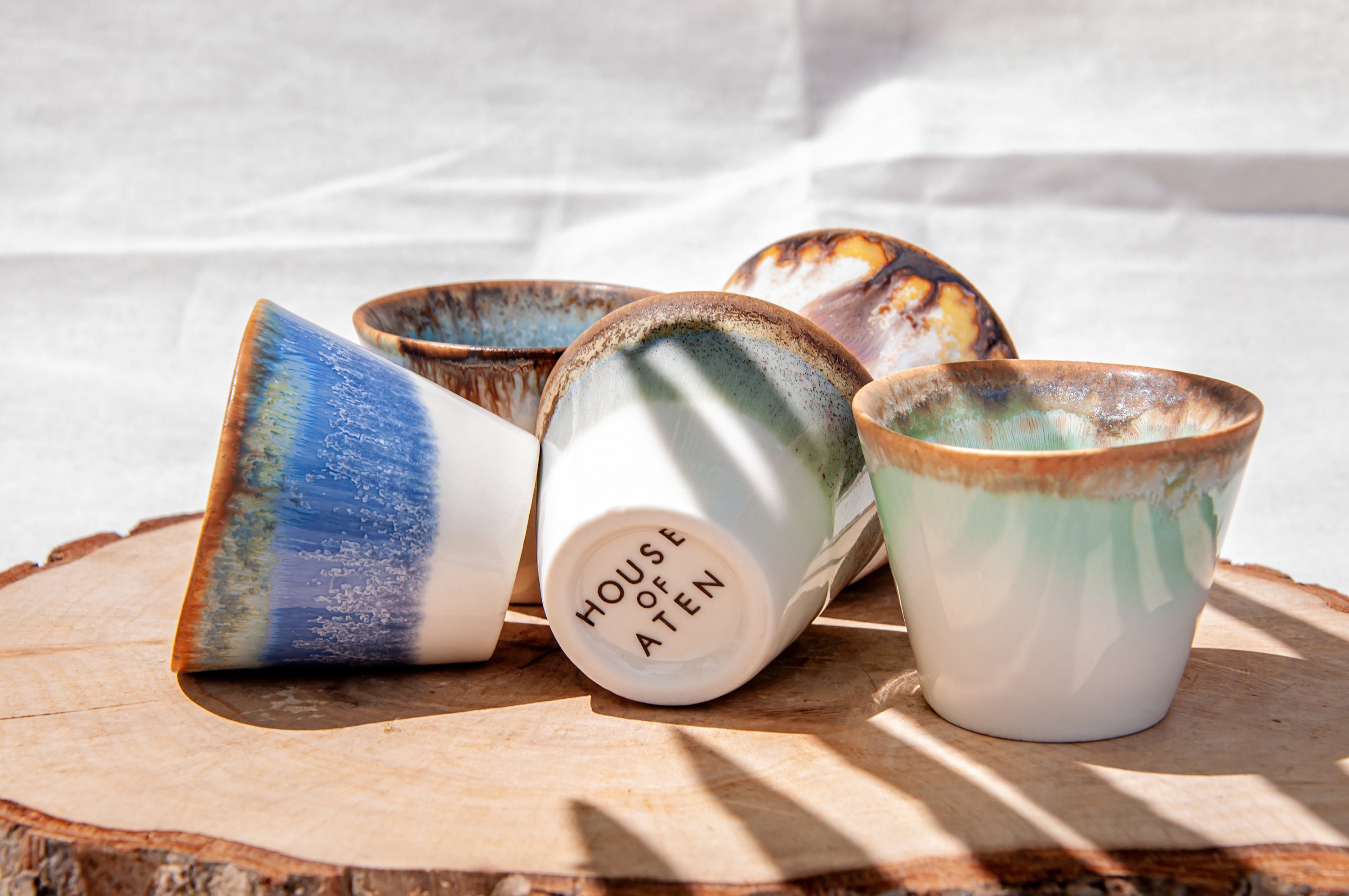 Comfify 4oz. Espresso Cups Set of 4 with Matching Saucers Multicolor