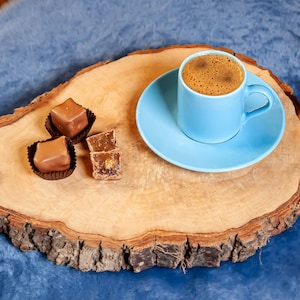 Porcelain Espresso Cup and Saucer Set, Blue Coffee Set (65cc)