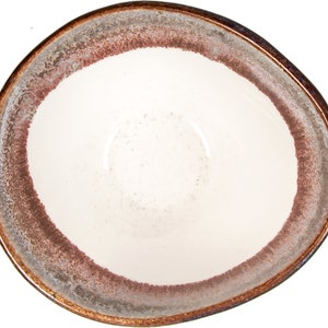 Brown Angled Large Porcelain BowlBreakfast BowlSalad BowlSoup BowlPorcelain TablewareHandmade potteryServing BowlFruit, Matcha Bowl image 7
