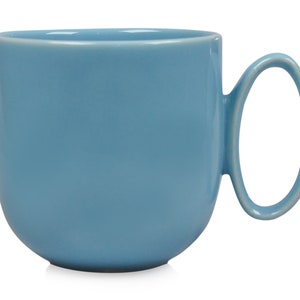 Light Blue Porcelain mug with Oval Handle, 350 MLHandmade mugPottery MugCeramic mugs handmadeCoffee mugMug SetMug GiftMug gift ideas image 4