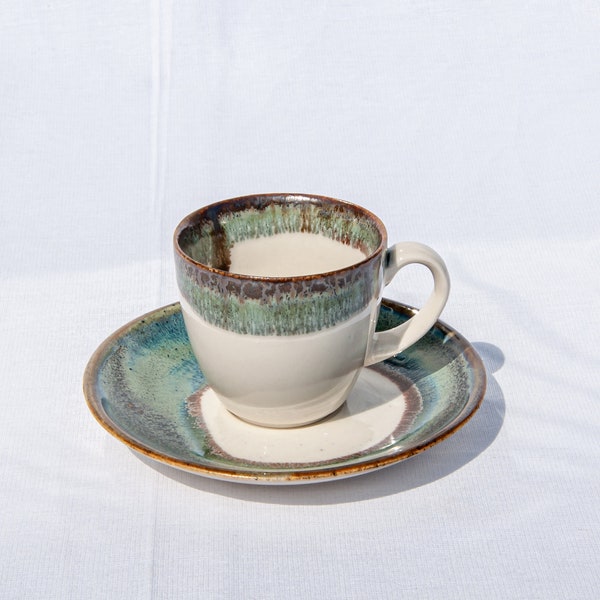 Turquoise SET OF 2 Porcelain Espresso Cups And Saucers Set,Turkish Coffee Cup Set,Macchiato Cup,Porcelain Espresso Cup Set,Housewarming gift