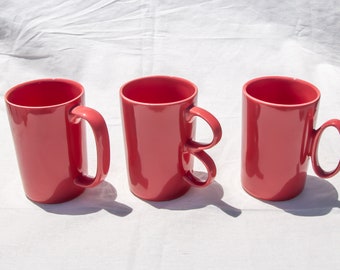 Caneca de porcelana coral feita à mão: design exclusivo da alça, caneca de café de cerâmica