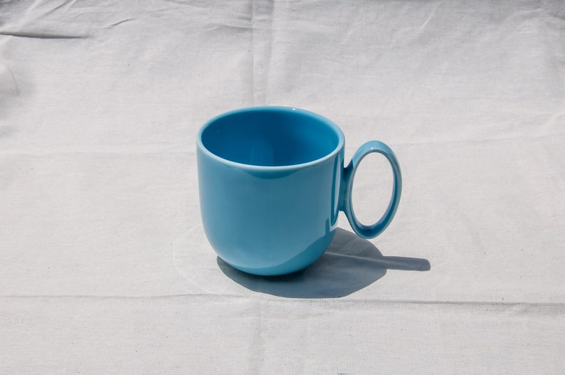 Light Blue Porcelain mug with Oval Handle, 350 MLHandmade mugPottery MugCeramic mugs handmadeCoffee mugMug SetMug GiftMug gift ideas image 1