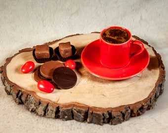 6x Porcelain Espresso Cups And Saucers Set, Turkish Coffee Cup Set, Macchiato Cup, Porcelain Espresso Cup Set, Red Color Coffee Set, 65cc