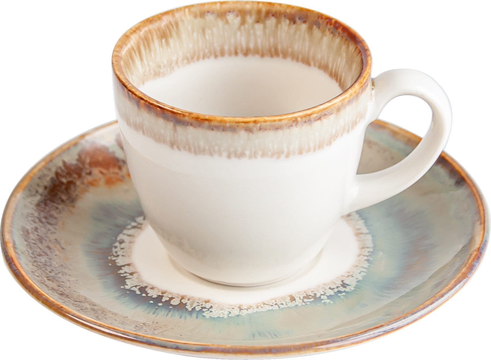 Türkische Keramik Mokkaservice Handbemalt für 2 Personen 130 ml orange Gänseblümchen Kaffeetassen Set 4-tlg 