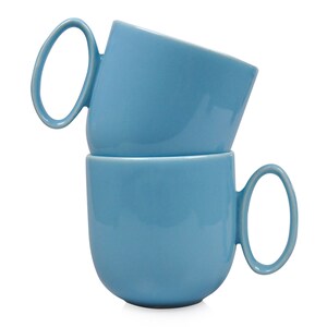 Light Blue Porcelain mug with Oval Handle, 350 MLHandmade mugPottery MugCeramic mugs handmadeCoffee mugMug SetMug GiftMug gift ideas image 9
