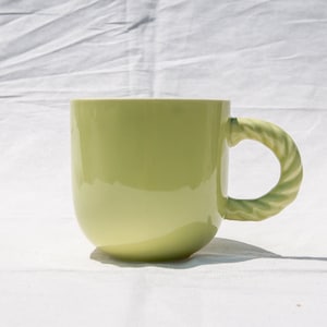 Lemon Green Porcelain mug with Twisted Handle|Handmade mug|Pottery Mug|Ceramic mugs handmade|Coffee mug|Mug Set|Mug Gift|Small mug