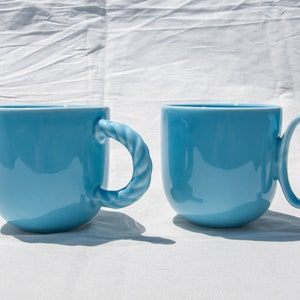 Light Blue Porcelain mug with Oval Handle, 350 MLHandmade mugPottery MugCeramic mugs handmadeCoffee mugMug SetMug GiftMug gift ideas image 8