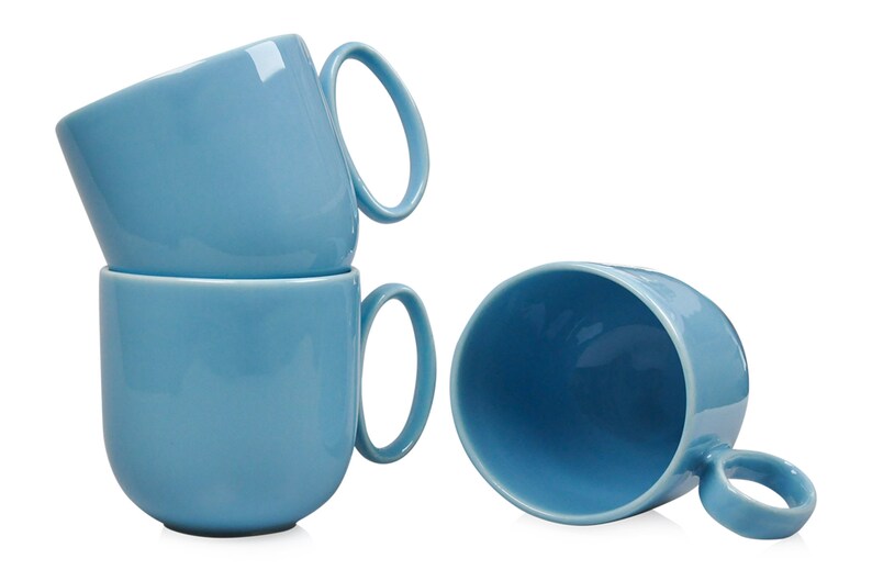 Light Blue Porcelain mug with Oval Handle, 350 MLHandmade mugPottery MugCeramic mugs handmadeCoffee mugMug SetMug GiftMug gift ideas image 3