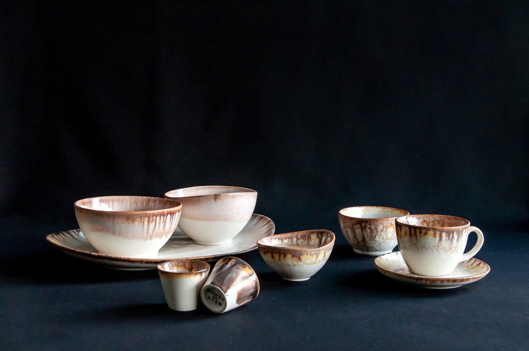 Tableware SET of 7 Pieces,dinnerware Set Uk,handmade Pottery,white