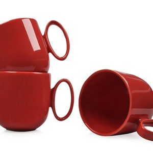 Koralle Porzellan Tasse mit ovalen Griff Handgemachte Tasse Keramiktasse Keramik Tassen handgefertigt Kaffeetasse Tassen Set Tasse Geschenk Kleiner Becher Bild 5